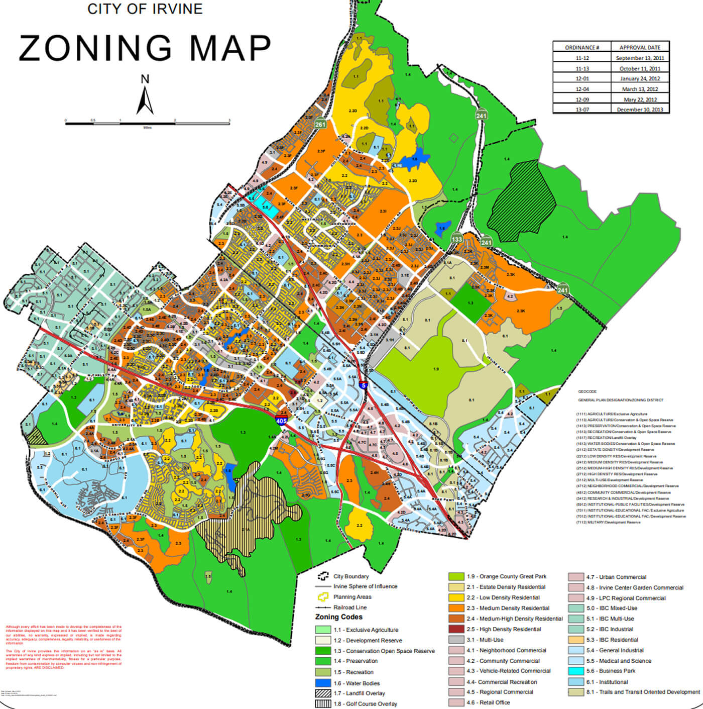 City of Irvine Zoning Map California